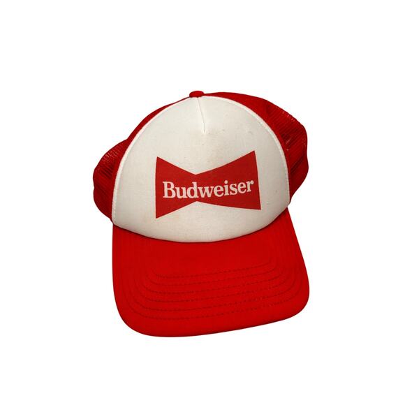 Vintage Budweiser Trucker Hat Snap Back Red White Mesh Foam - Picture 1 of 6